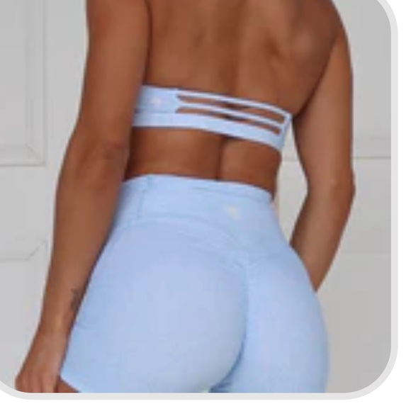 Rare collective speckled blue size medium halter sports bra and shorts set - Picture 1 of 7